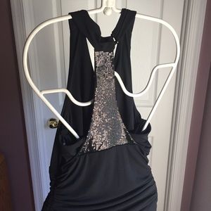 Black sequence evening dress